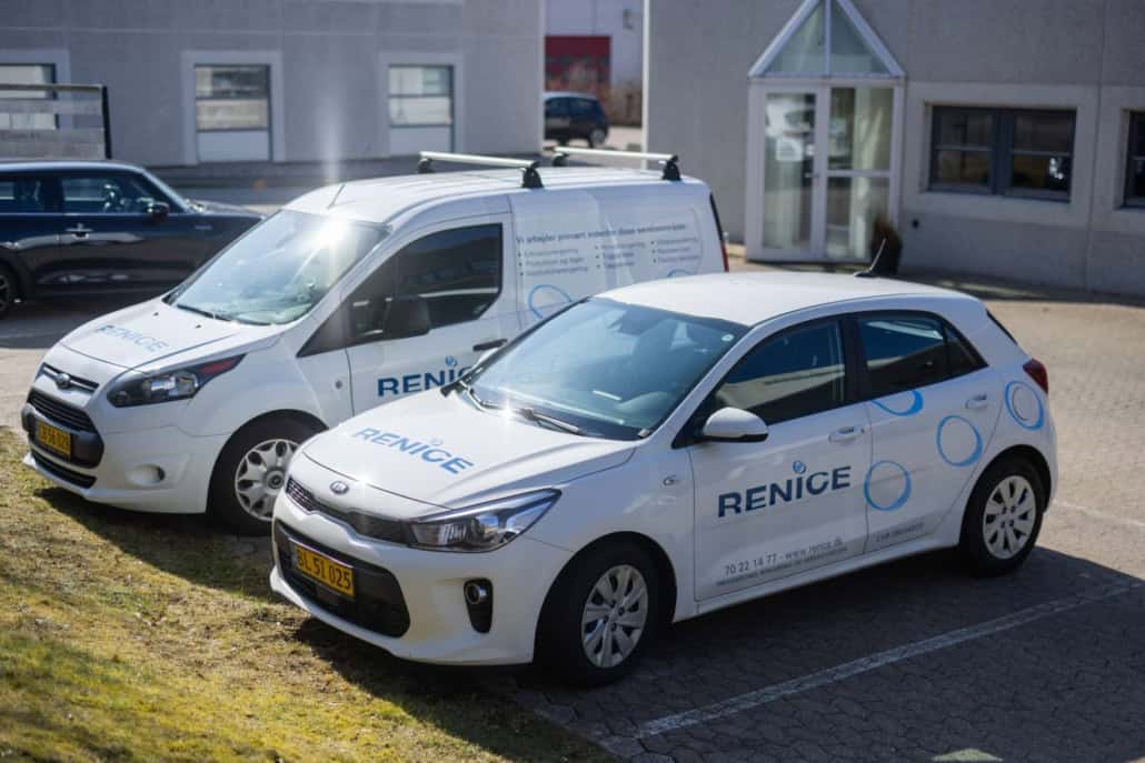 Renice har erhvervsbiler så de kan komme hurtigt ud til erhvervsrengøring